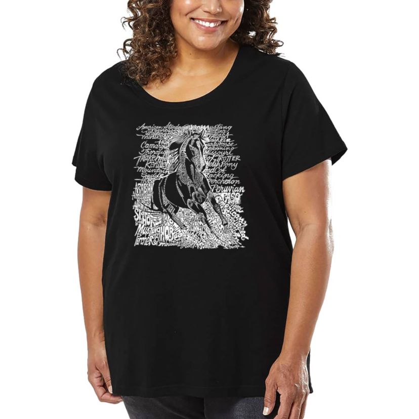 Womens Plus Size Word Art T-shirt - POPULAR HORSE BREEDS