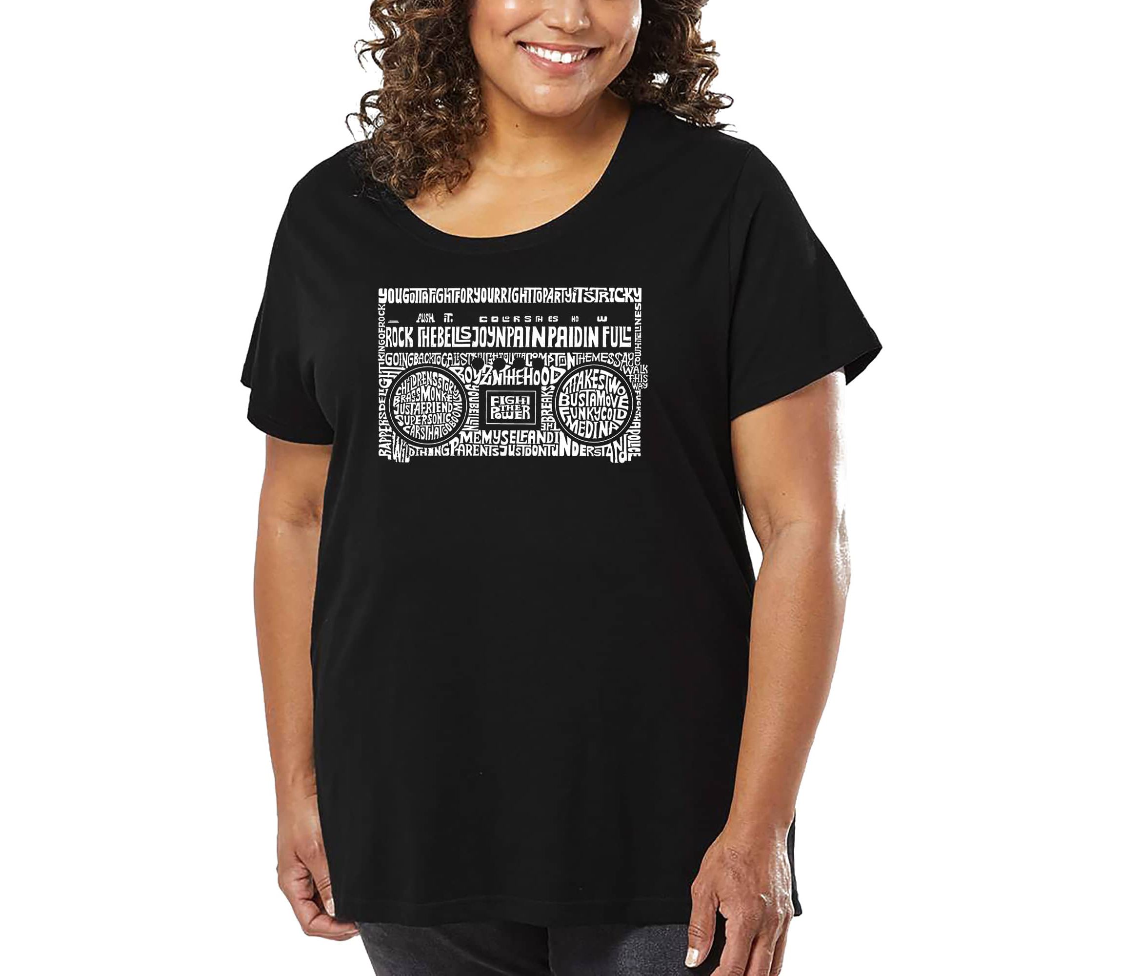 Womens Plus Size Word Art T-shirt - Greatest Rap Hits of The 1980s