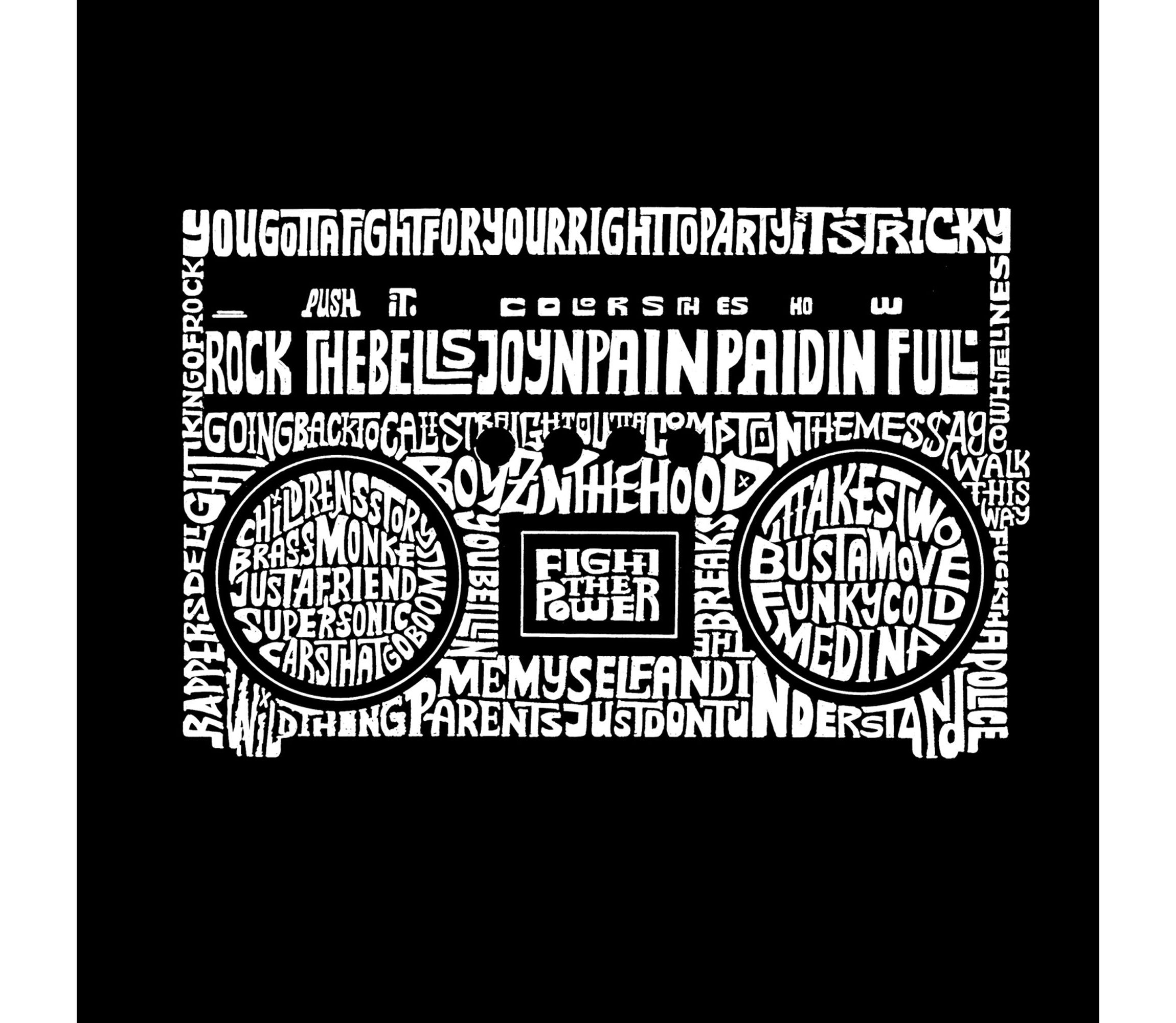 Womens Plus Size Word Art T-shirt - Greatest Rap Hits of The 1980s