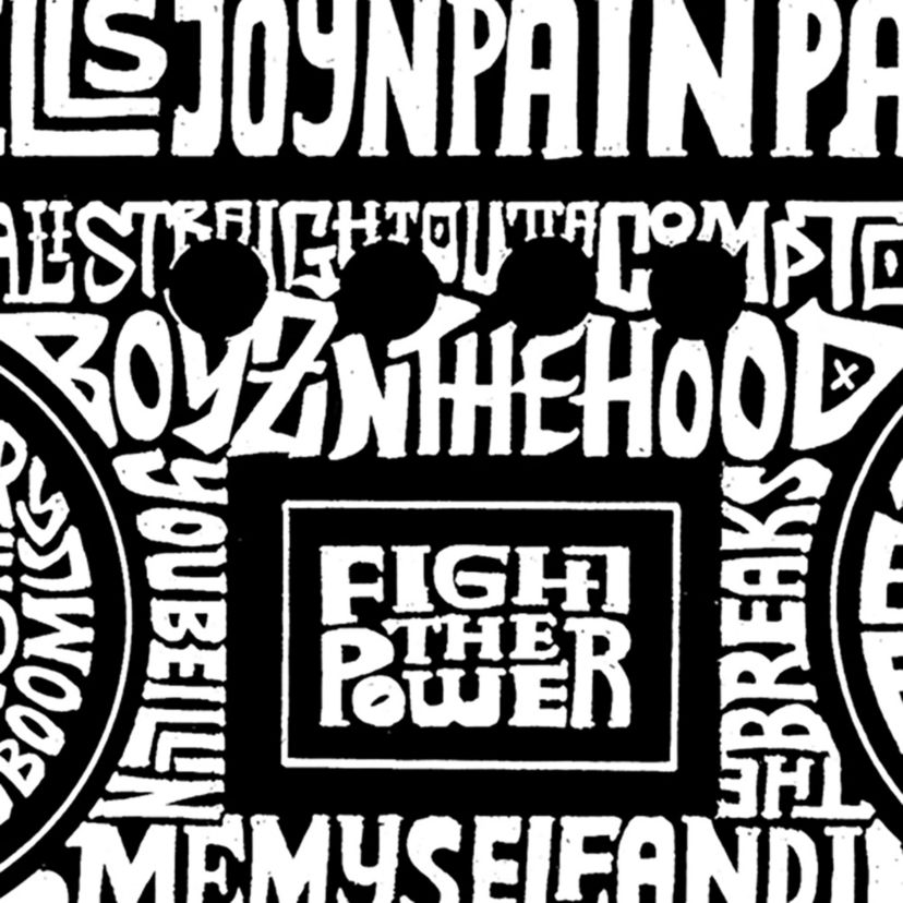 Womens Plus Size Word Art T-shirt - Greatest Rap Hits of The 1980s