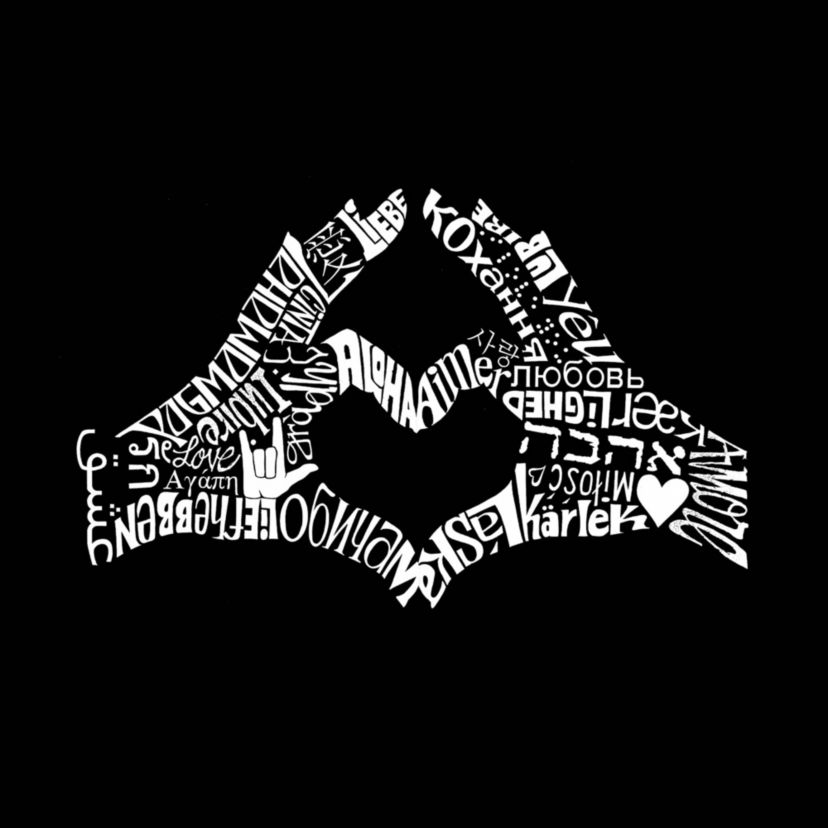 Womens Plus Size Word Art Tank Top - Finger Heart