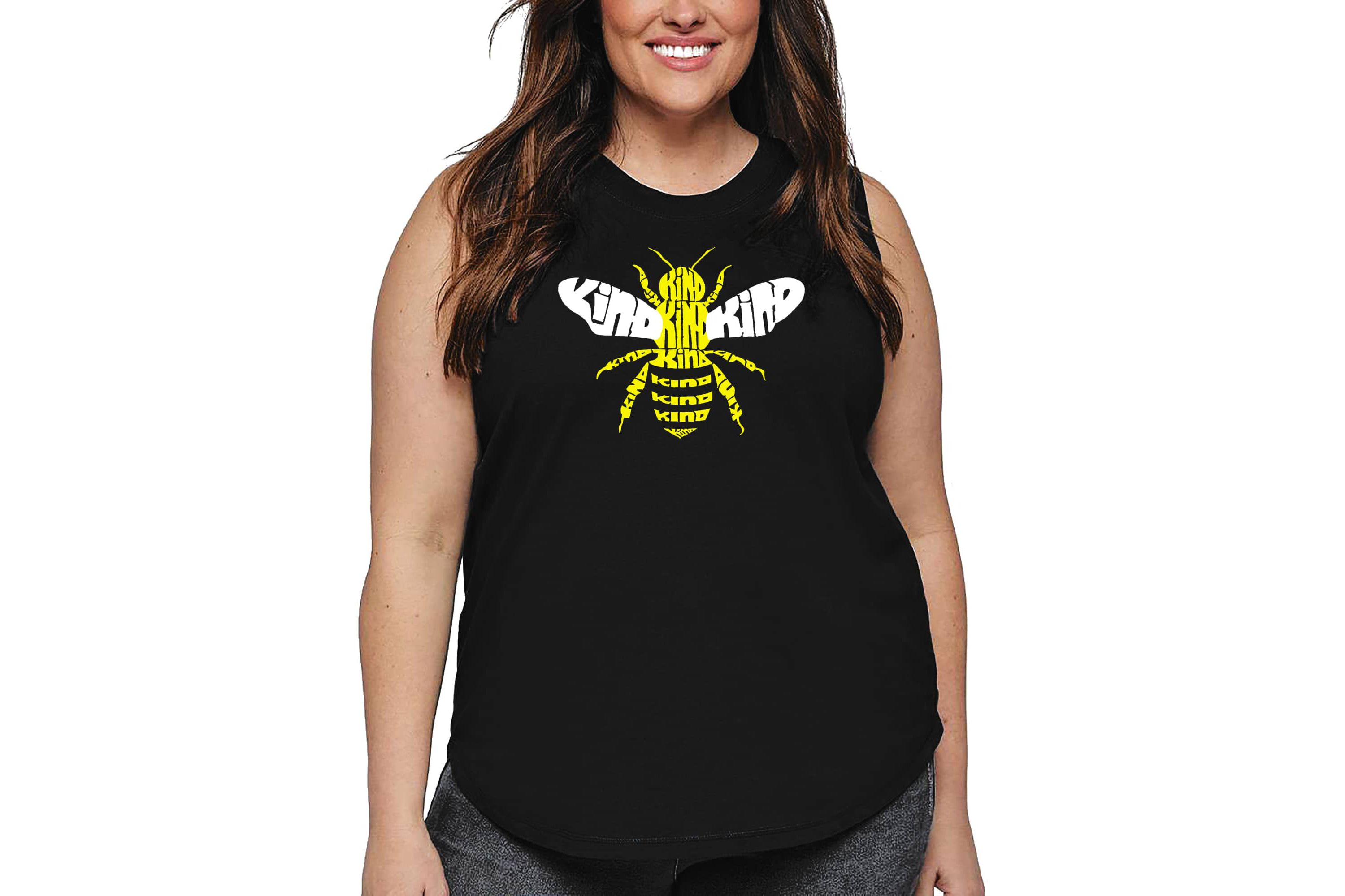 Womens Plus Size Word Art Tank Top - Bee Kind