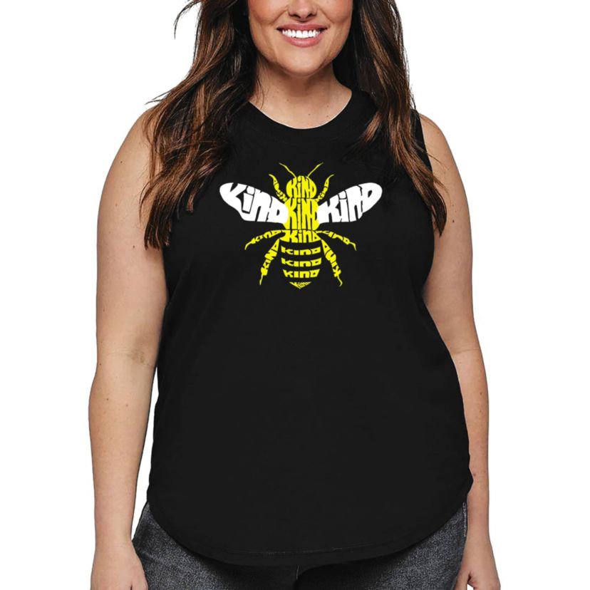 Womens Plus Size Word Art Tank Top - Bee Kind