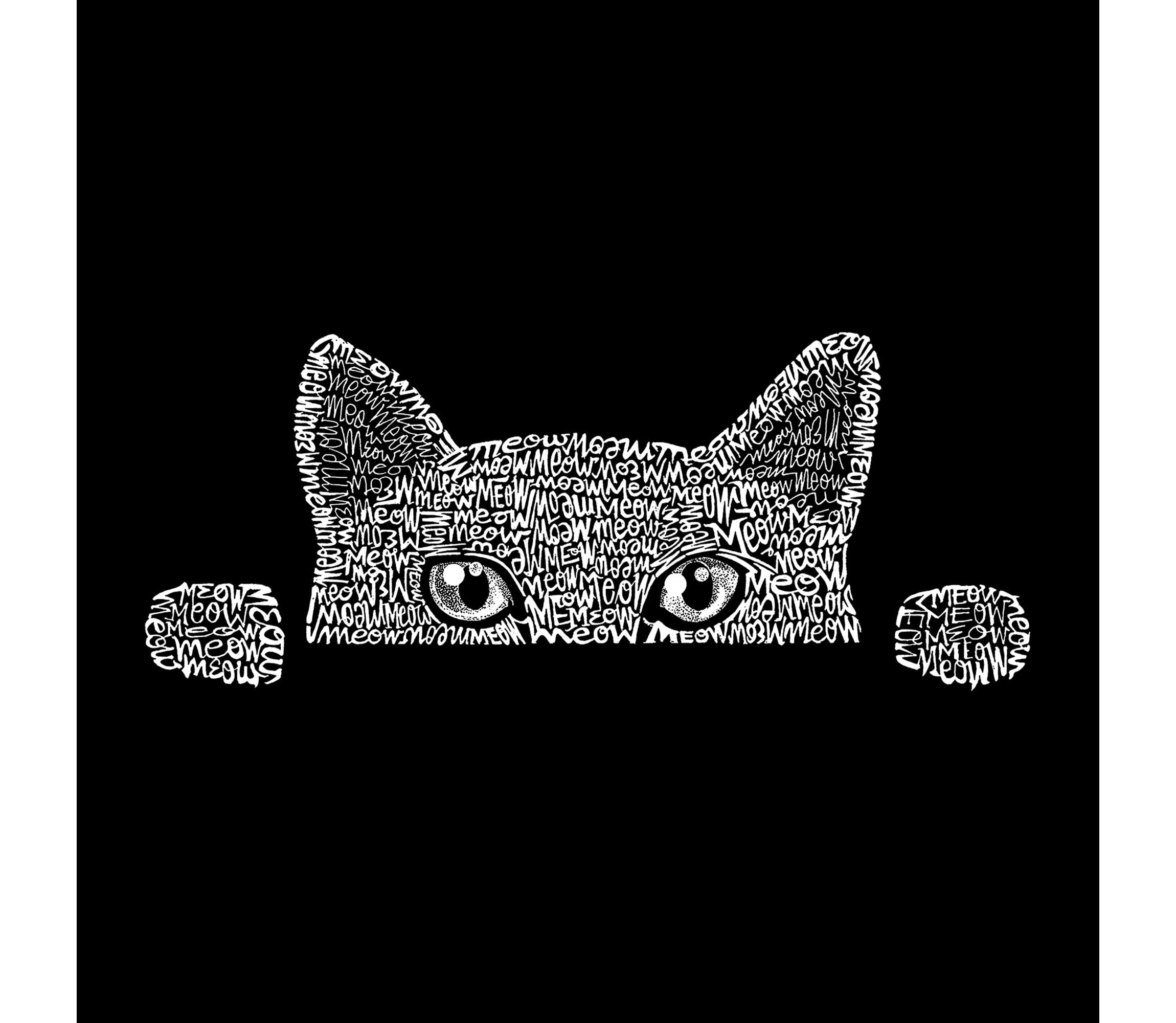 Womens Plus Size Word Art T-shirt - Peeking Cat