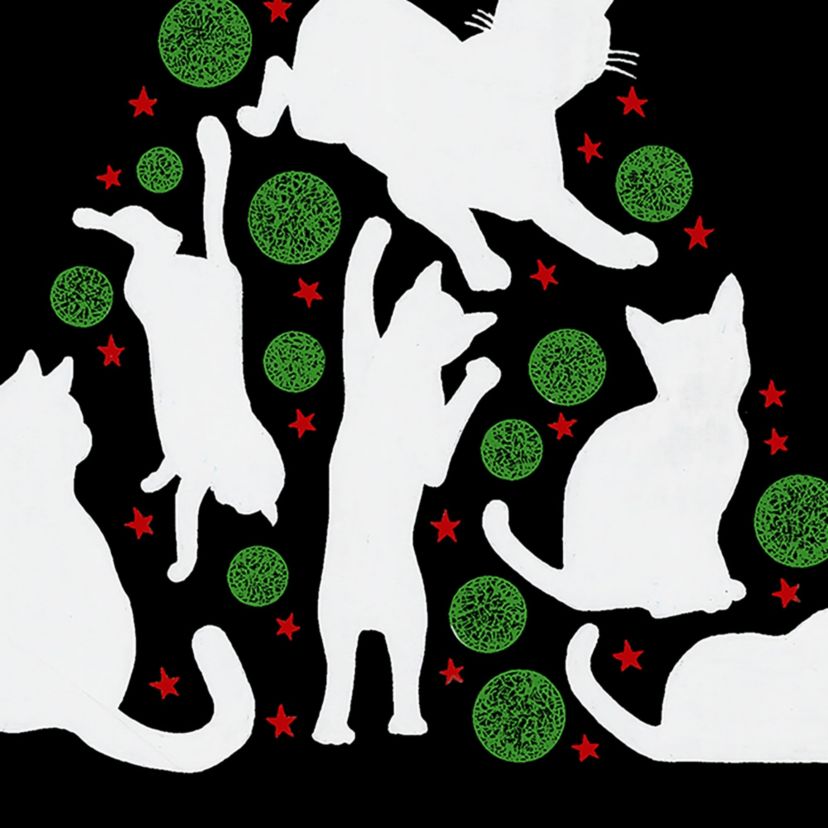 Meowy Christmas Tree - Womens Plus Size Word Art V-Neck