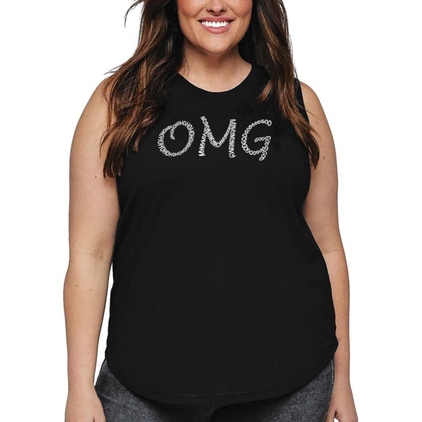 Womens Plus Size Word Art Tank Top - OMG