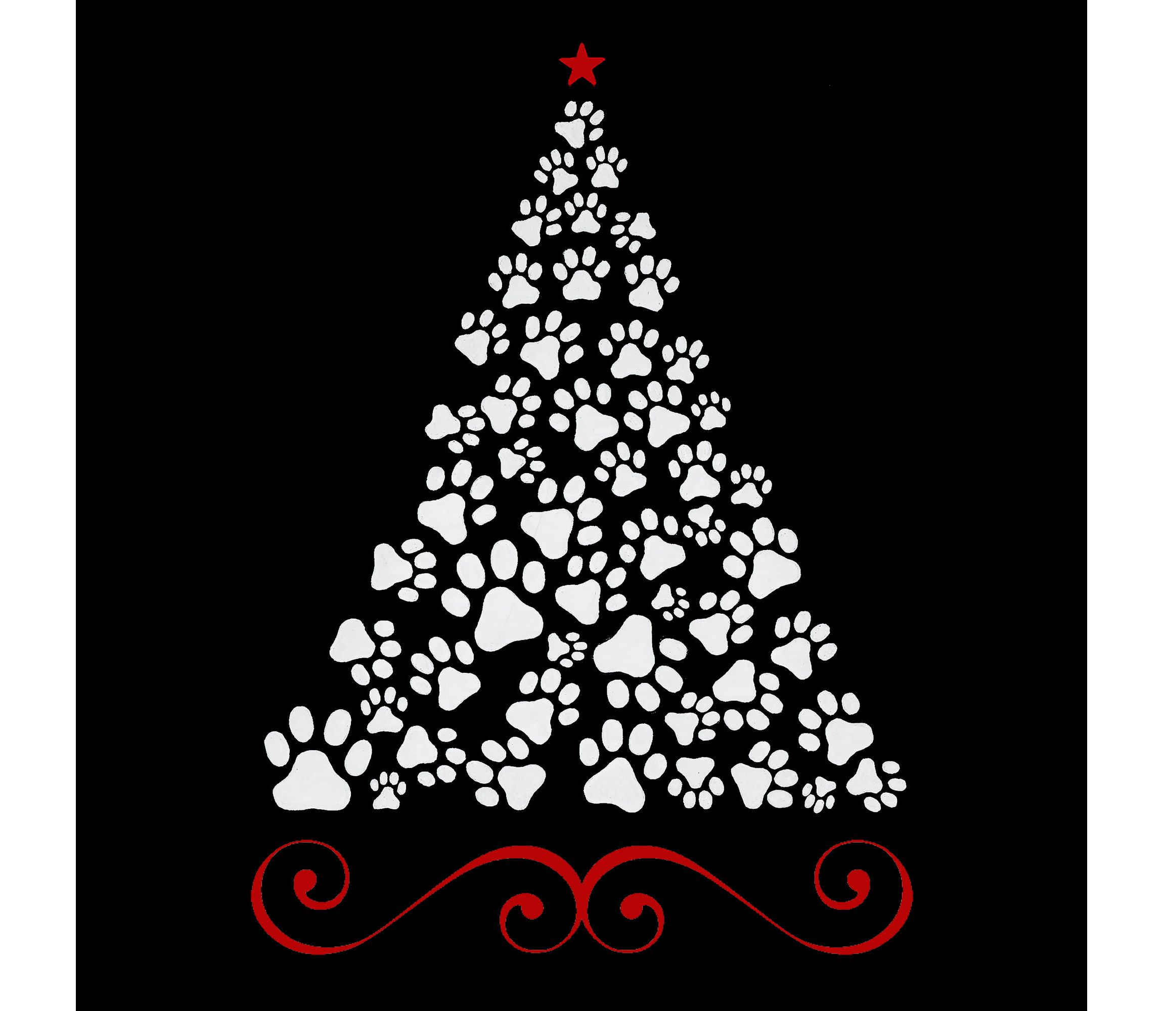 Paw Christmas Tree - Womens Plus Size Word Art Tank Top