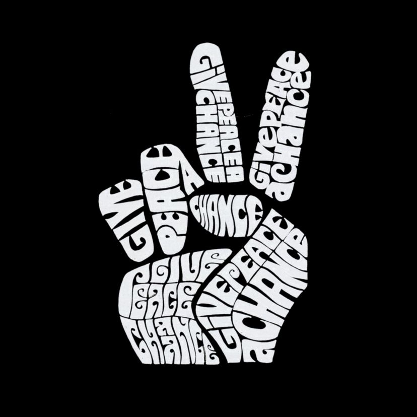 Womens Plus Size Word Art Tank Top - PEACE FINGERS