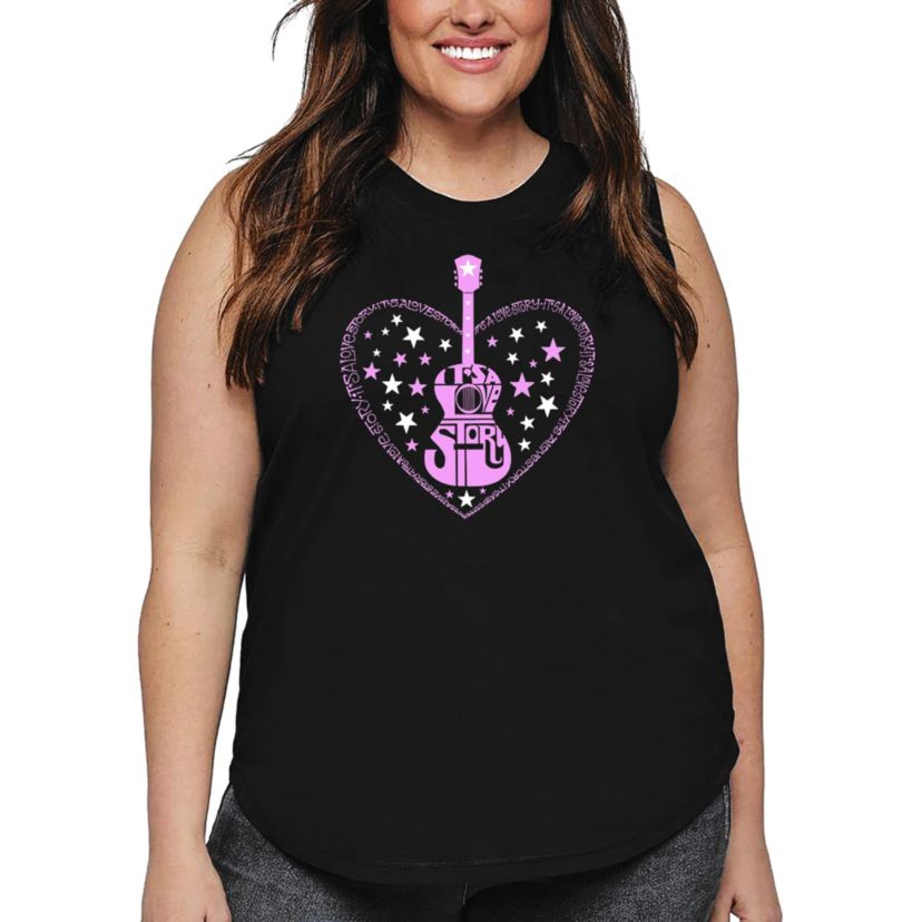 Its A Love Story - Womens Plus Size Word Art Tank Top