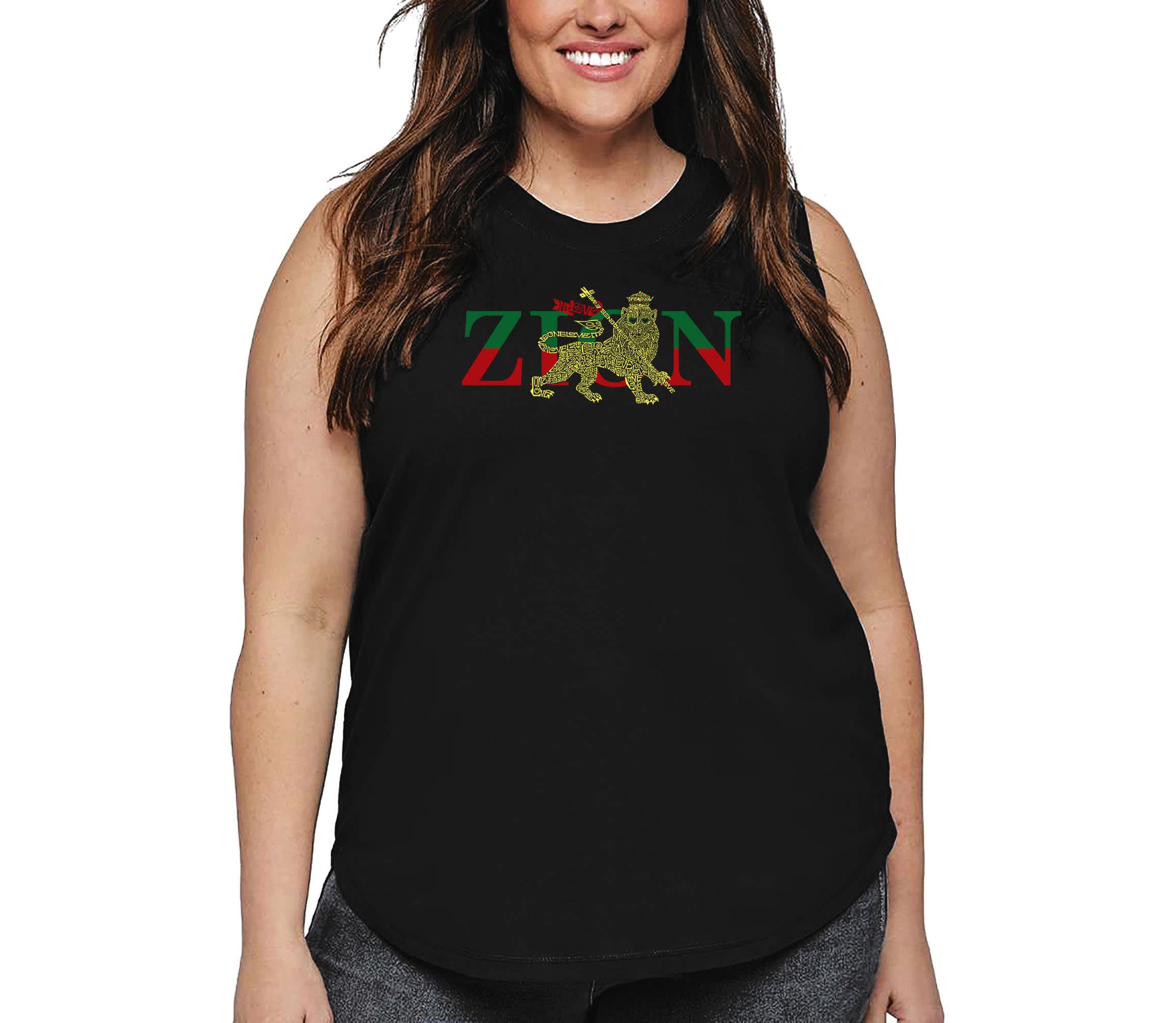 Womens Plus Size Word Art Tank Top - Zion - One Love