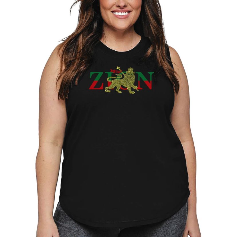 Womens Plus Size Word Art Tank Top - Zion - One Love
