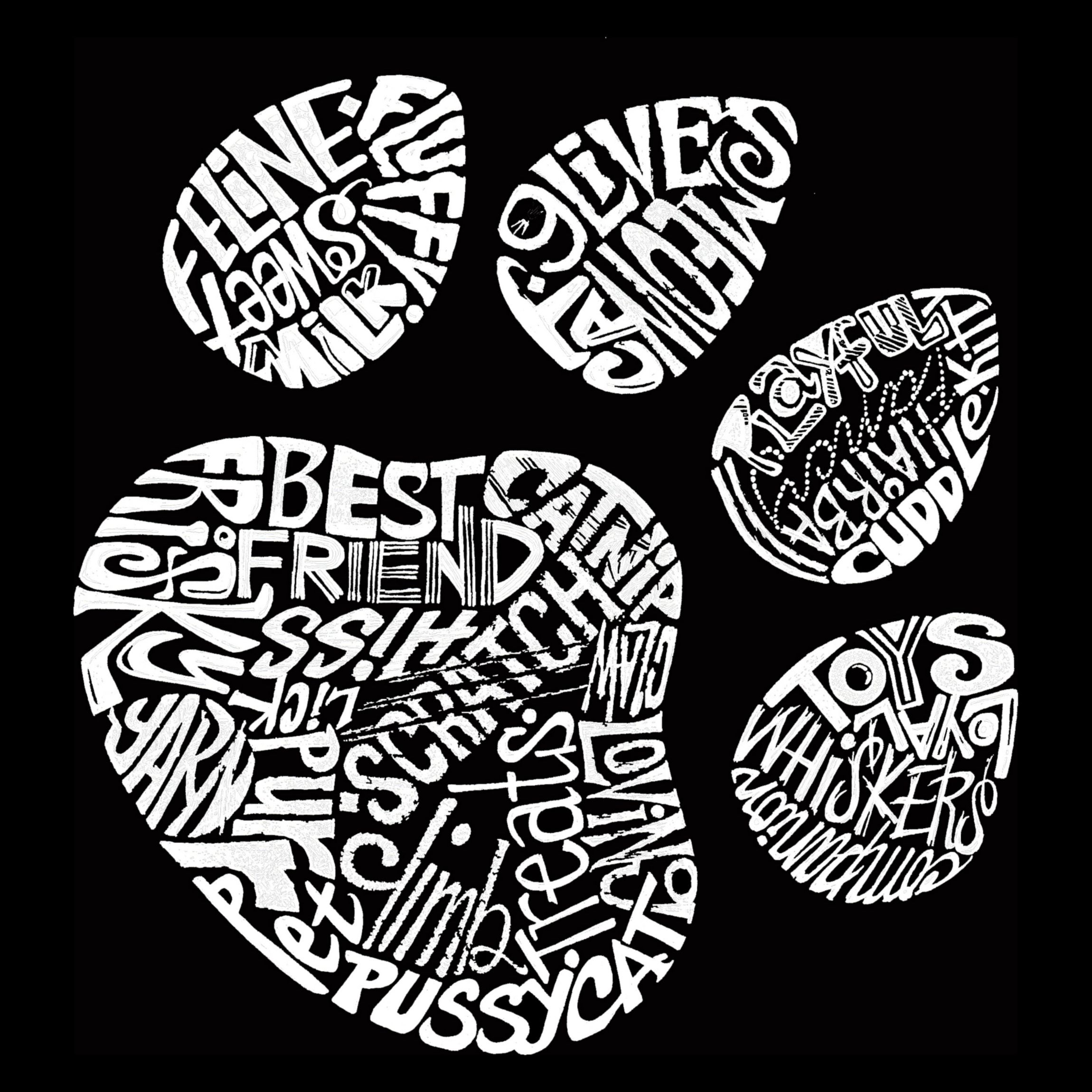 Womens Plus Size Word Art T-shirt - Cat Paw