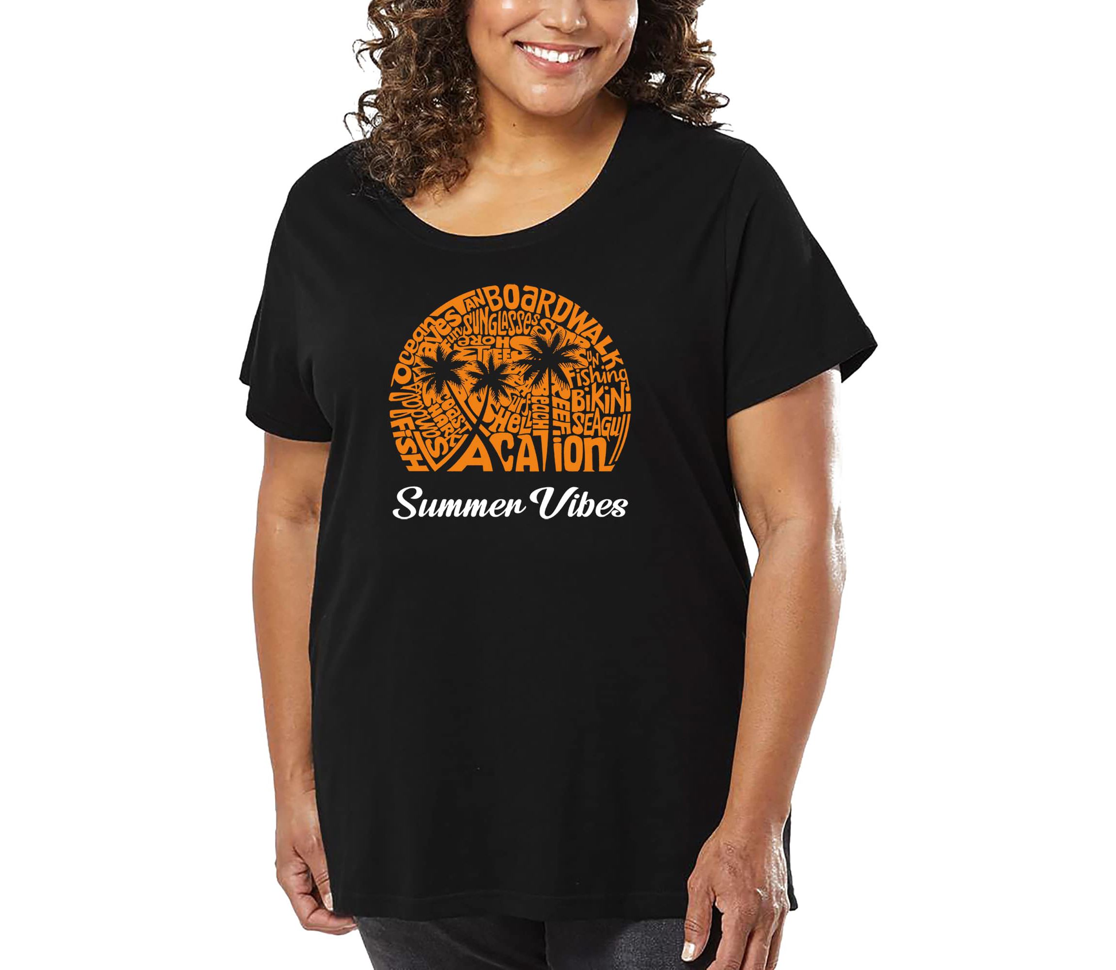 Summer Vibes - Womens Plus Size Word Art T-Shirt