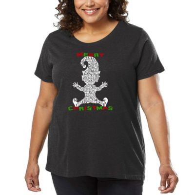 LA Pop Art Christmas Elf - Women's Plus Size Word Art T-Shirt, Grey, 4X