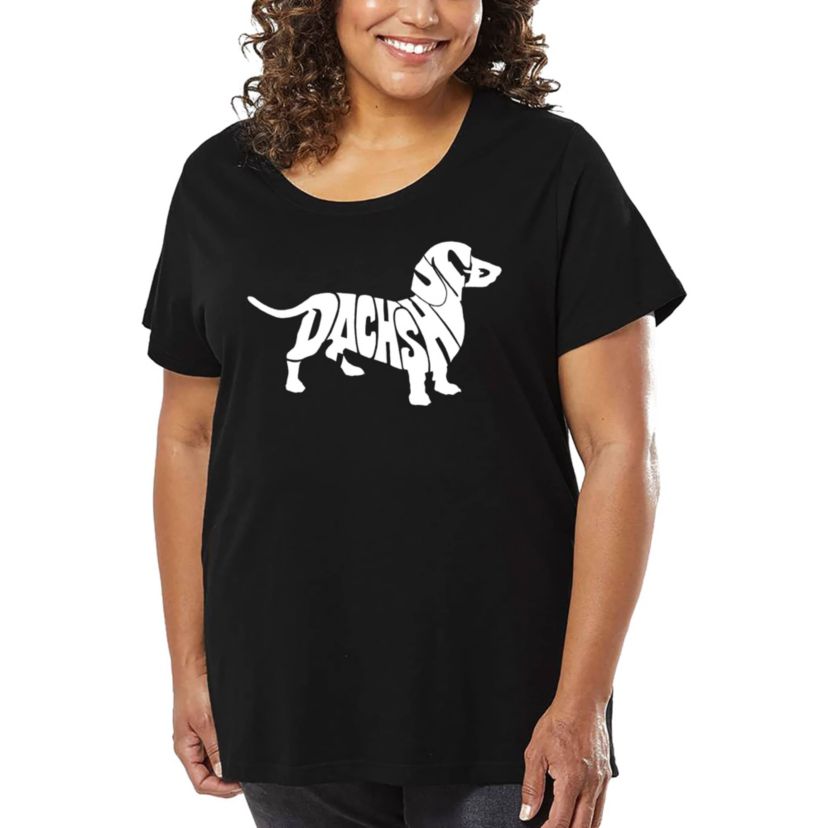 Womens Plus Size Word Art T-shirt - Dachshund