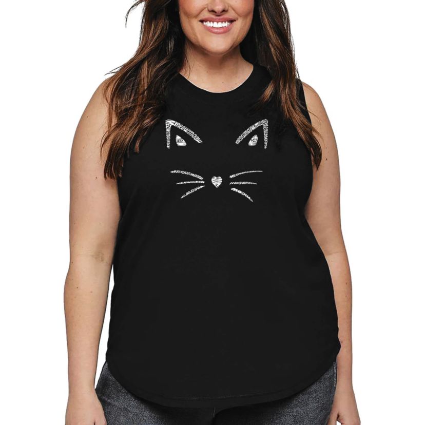 Womens Plus Size Word Art Tank Top - Whiskers