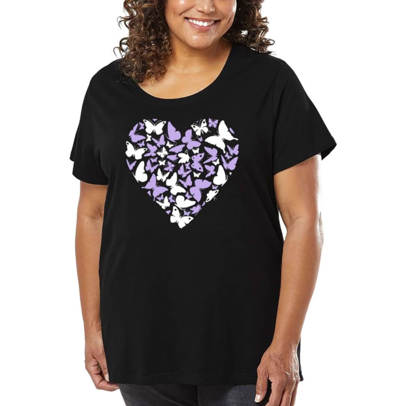 Butterfly Heart - Womens Plus Size Word Art T-Shirt