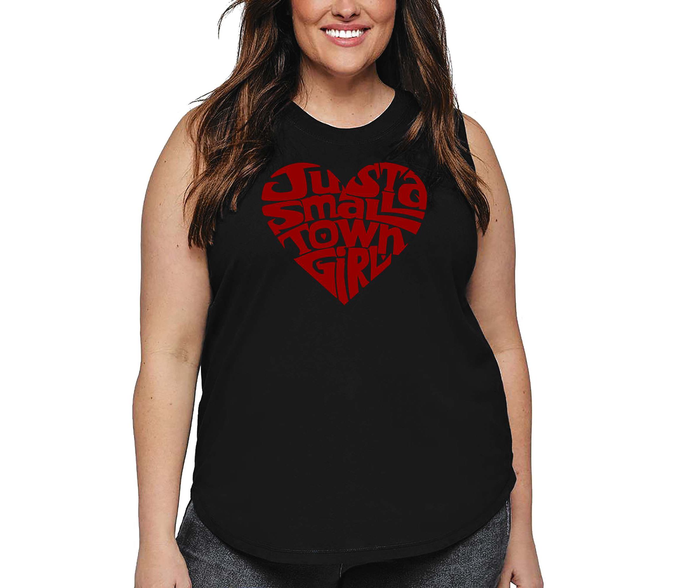 Womens Plus Size Word Art Tank Top - Just a Small Town Girl