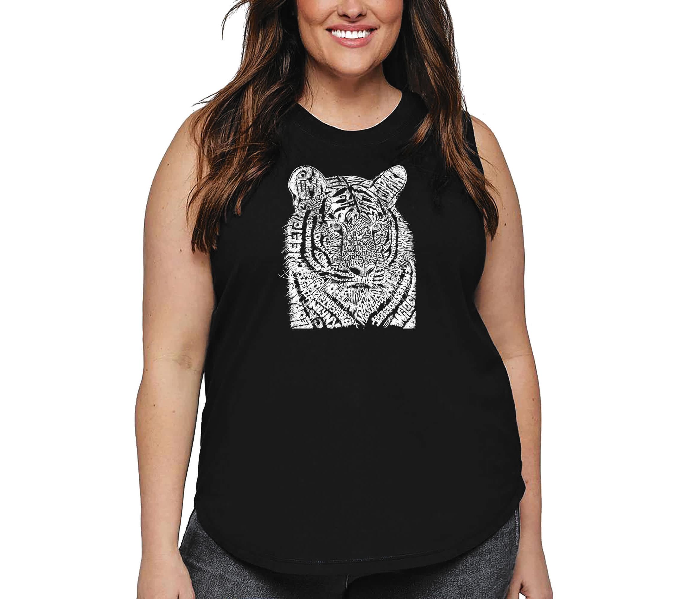 Womens Plus Size Word Art Tank Top - Big Cats