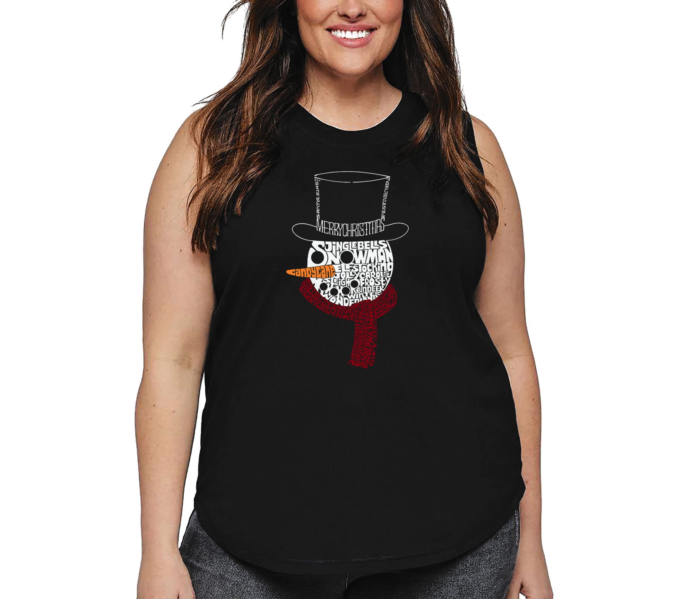 Snowman Face - Womens Plus Size Word Art Tank Top