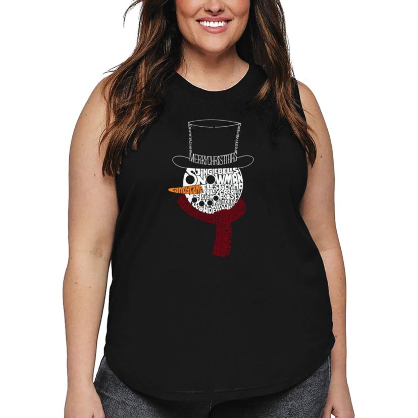 Snowman Face - Womens Plus Size Word Art Tank Top