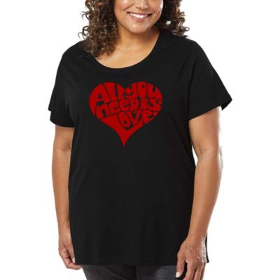 LA Pop Art Women's Plus Size Word Art T-shirt - All You Need Is Love, Black, 4X
