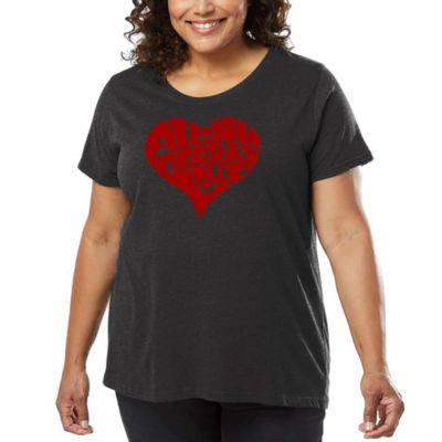 LA Pop Art Women's Plus Size Word Art T-shirt - All You Need Is Love