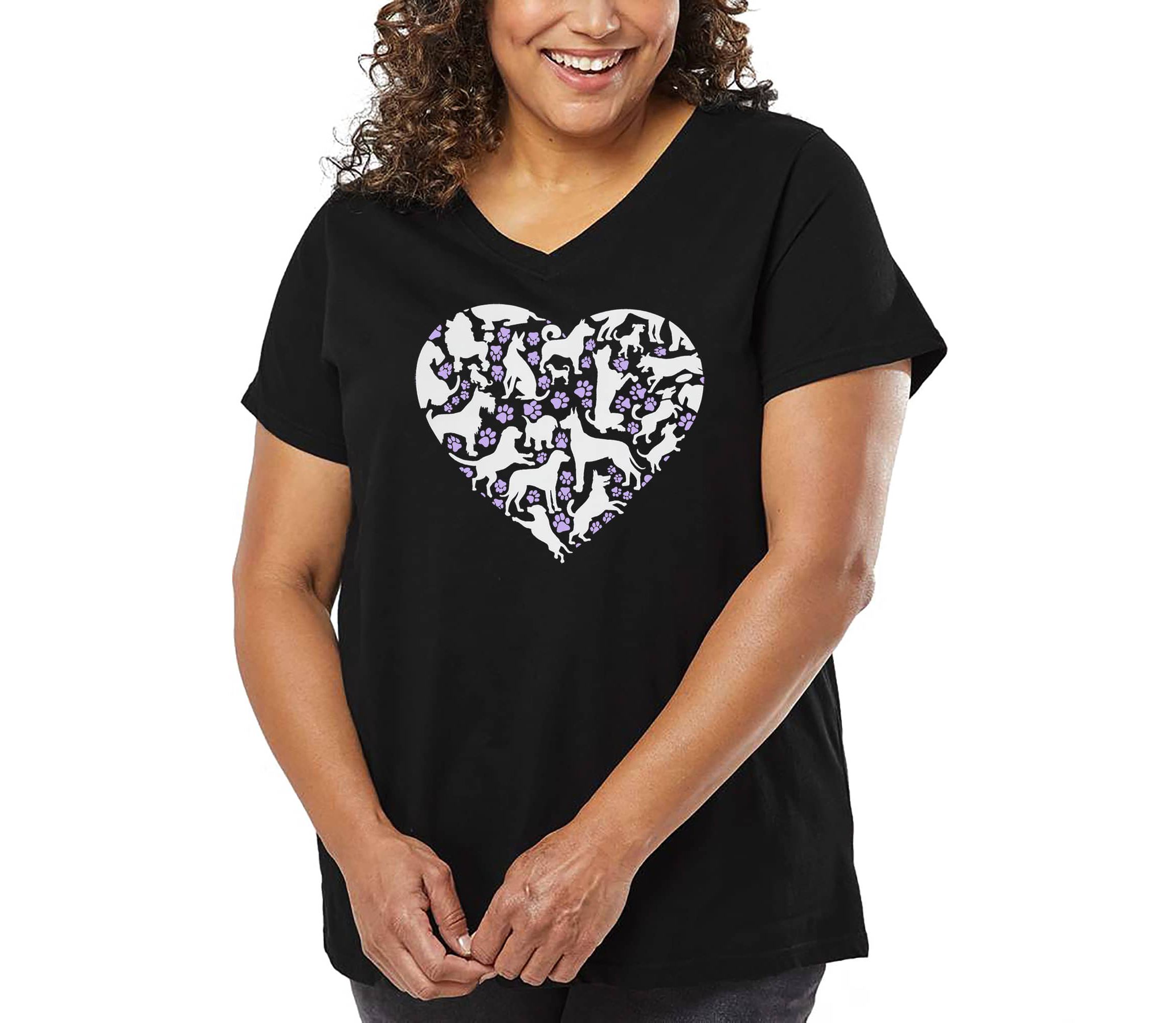 Dog Heart - Womens Plus Size Word Art V-Neck