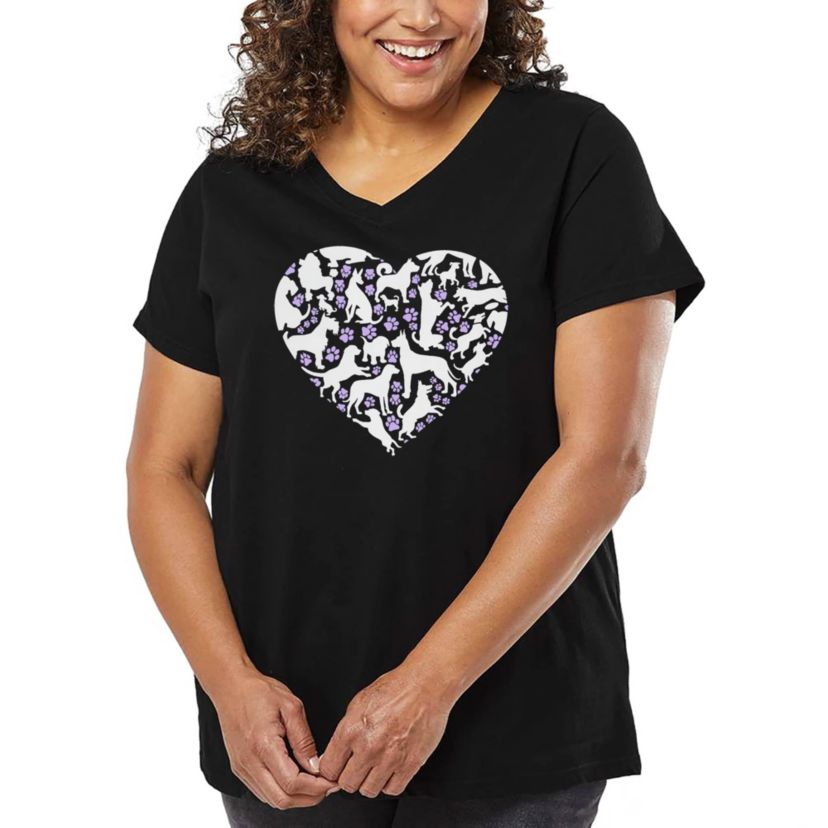 Dog Heart - Womens Plus Size Word Art V-Neck