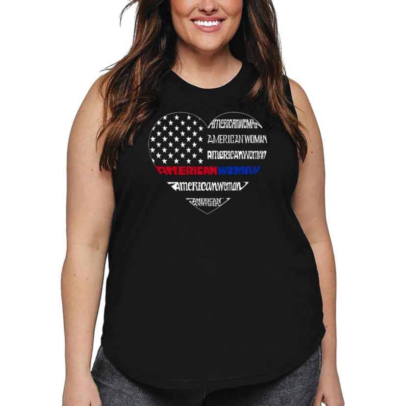 Womens Plus Size Word Art Tank Top - American Woman