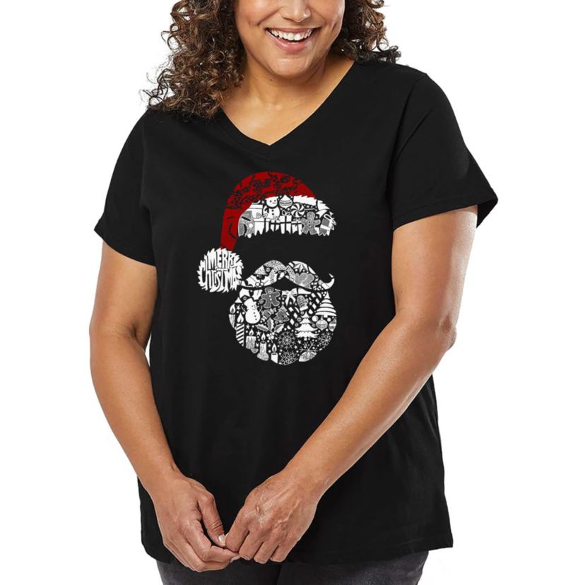 Santa Pics - Womens Plus Size Word Art V-Neck