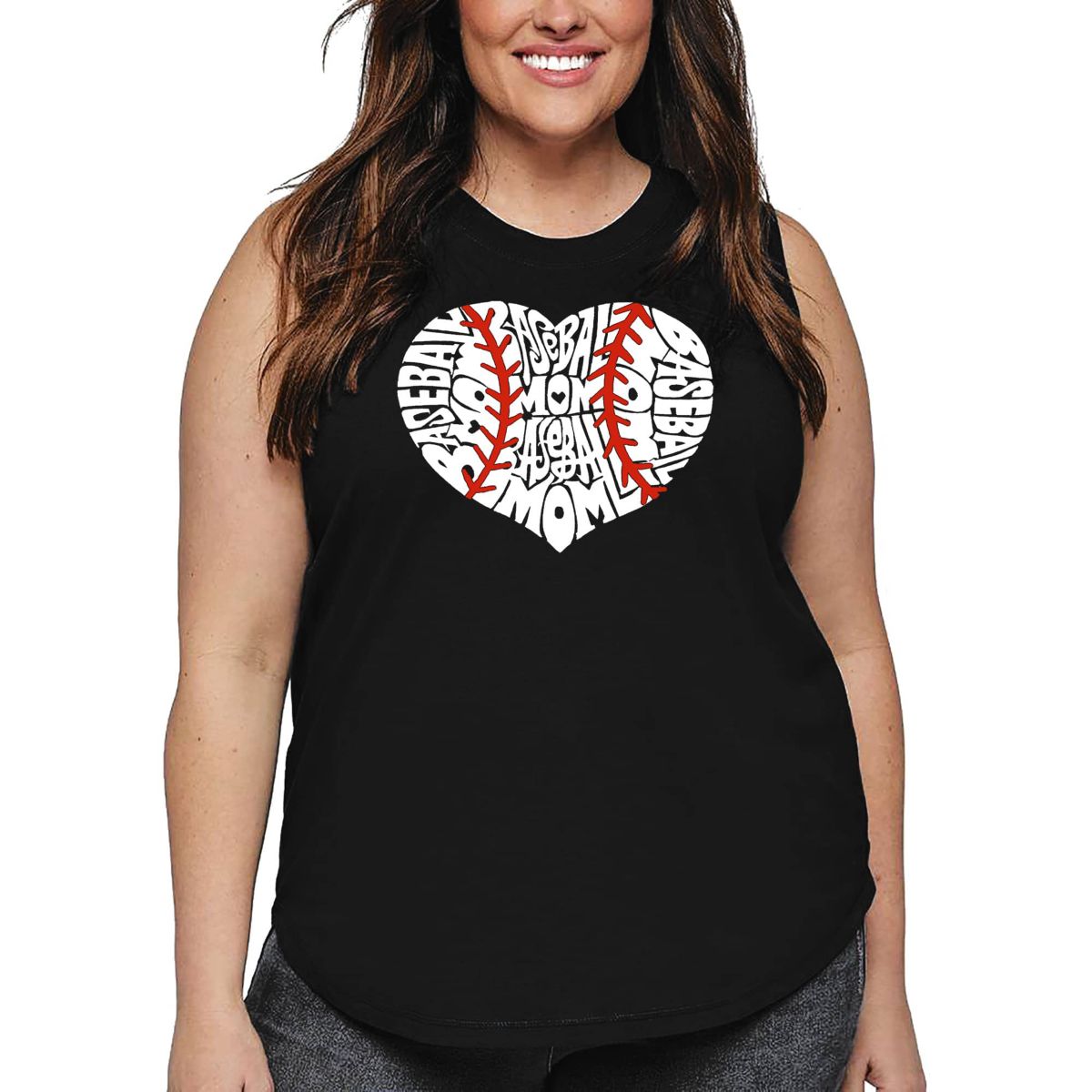 Womens Plus Size Word Art Tank Top - Baseball Mom