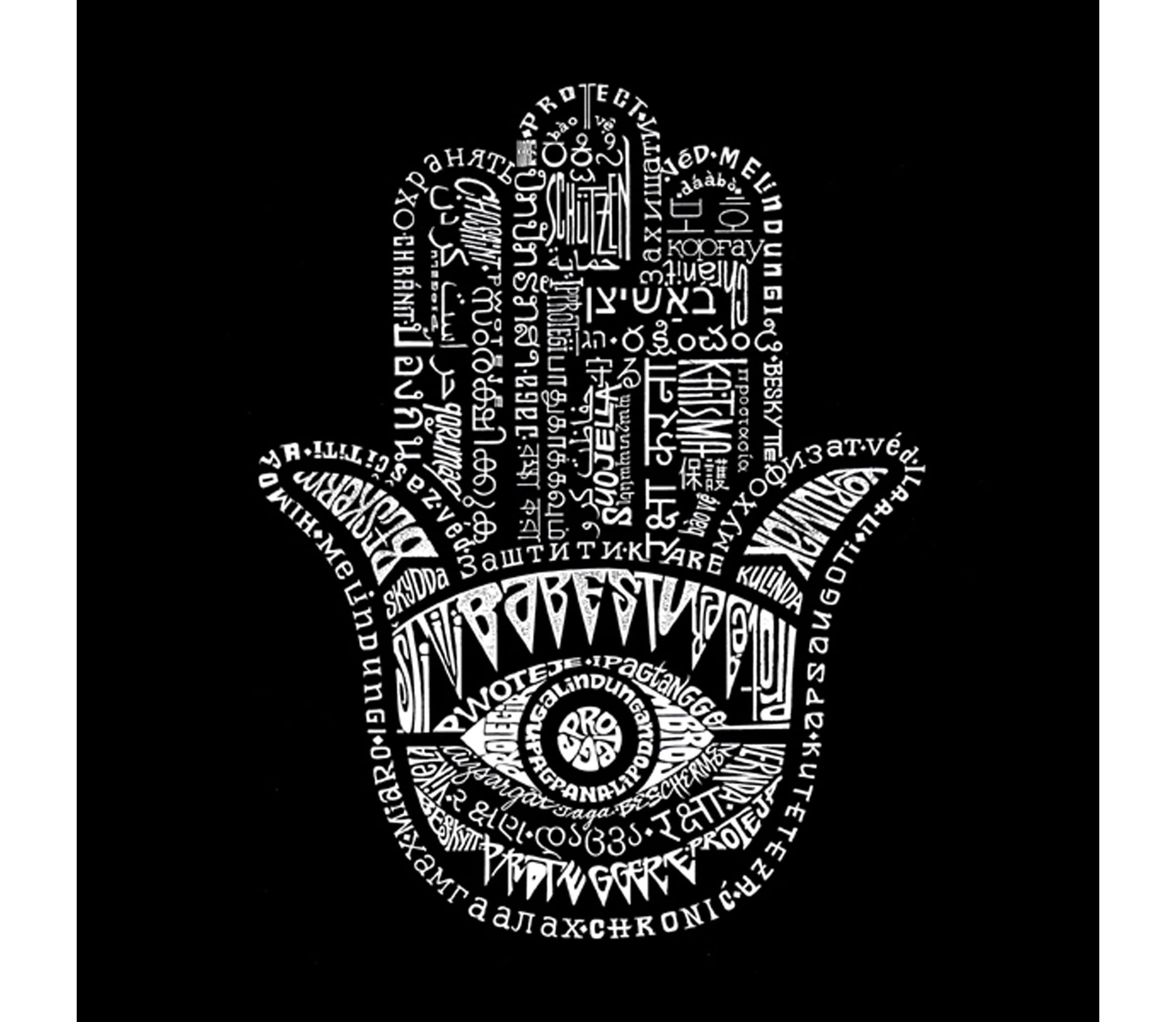 Womens Plus Size Word Art V-Neck - Hamsa