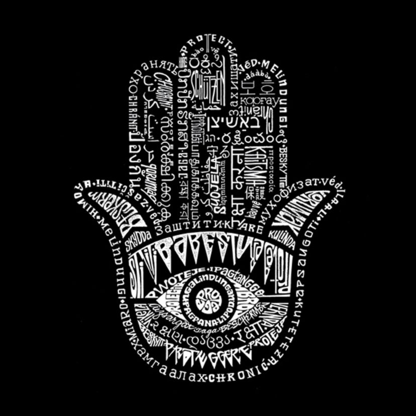 Womens Plus Size Word Art V-Neck - Hamsa