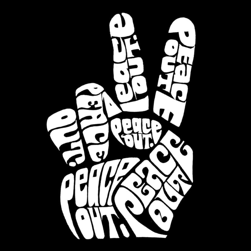 Womens Plus Size Word Art V-Neck - Peace Out