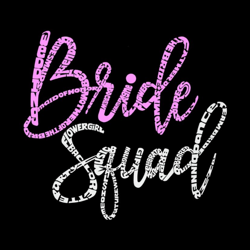 Womens Plus Size Word Art V-Neck - Bride Squad