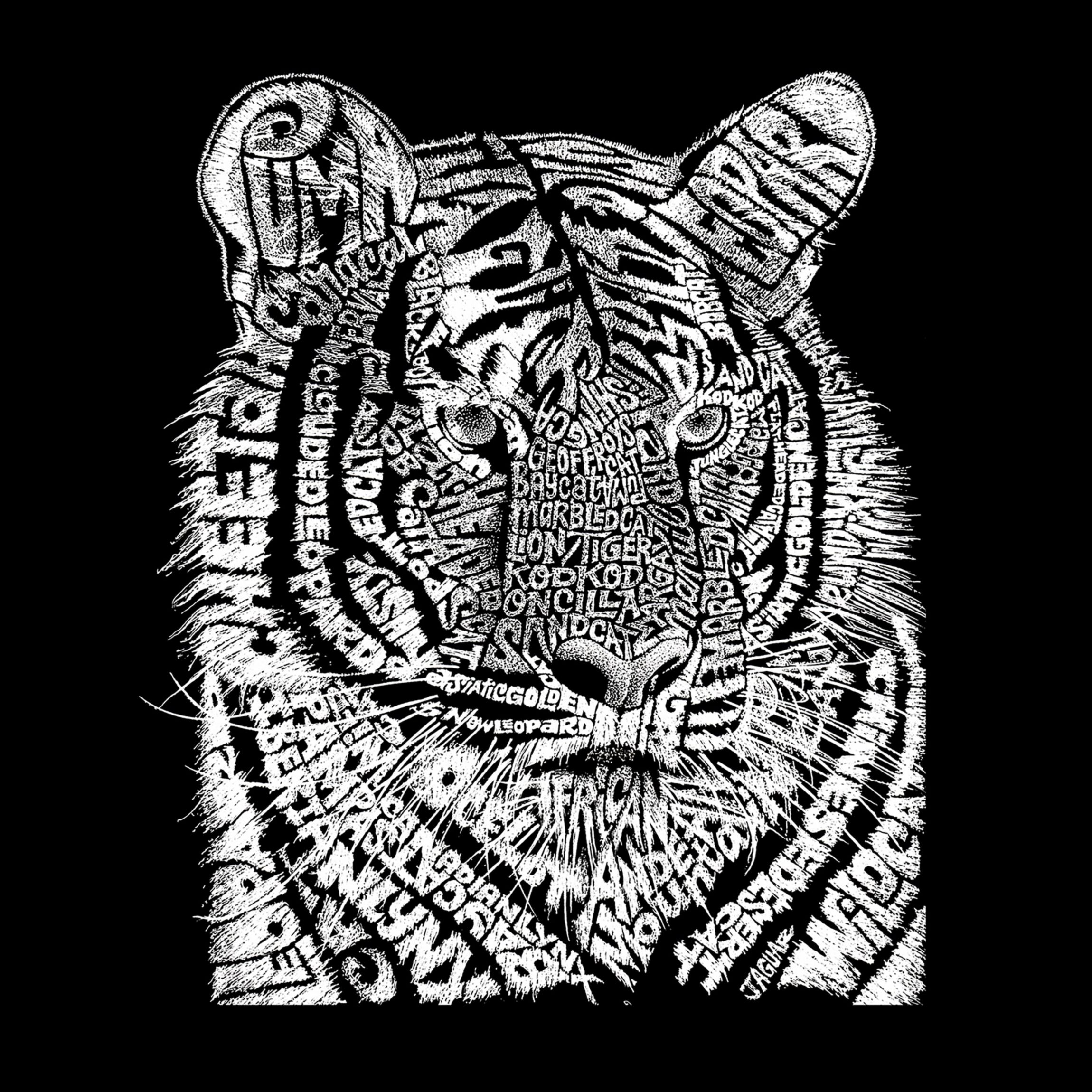Womens Plus Size Word Art V-Neck - Big Cats