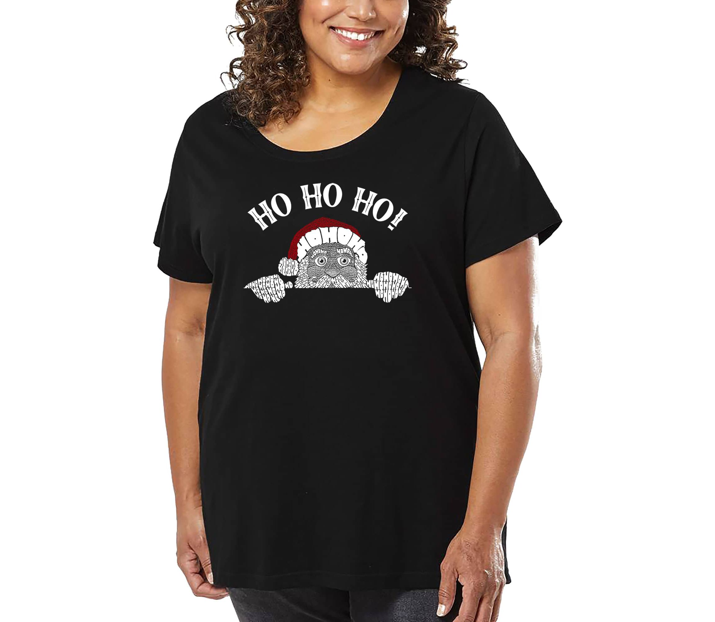 Peeking Santa - Womens Plus Size Word Art T-Shirt