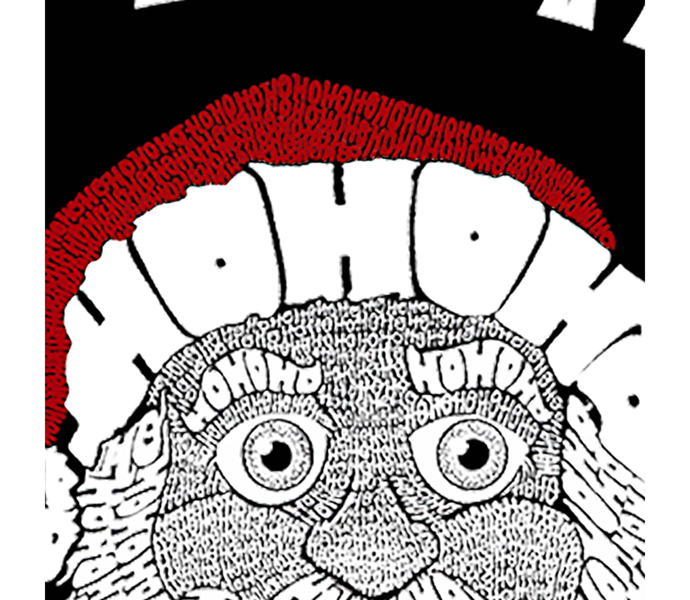 Peeking Santa - Womens Plus Size Word Art T-Shirt