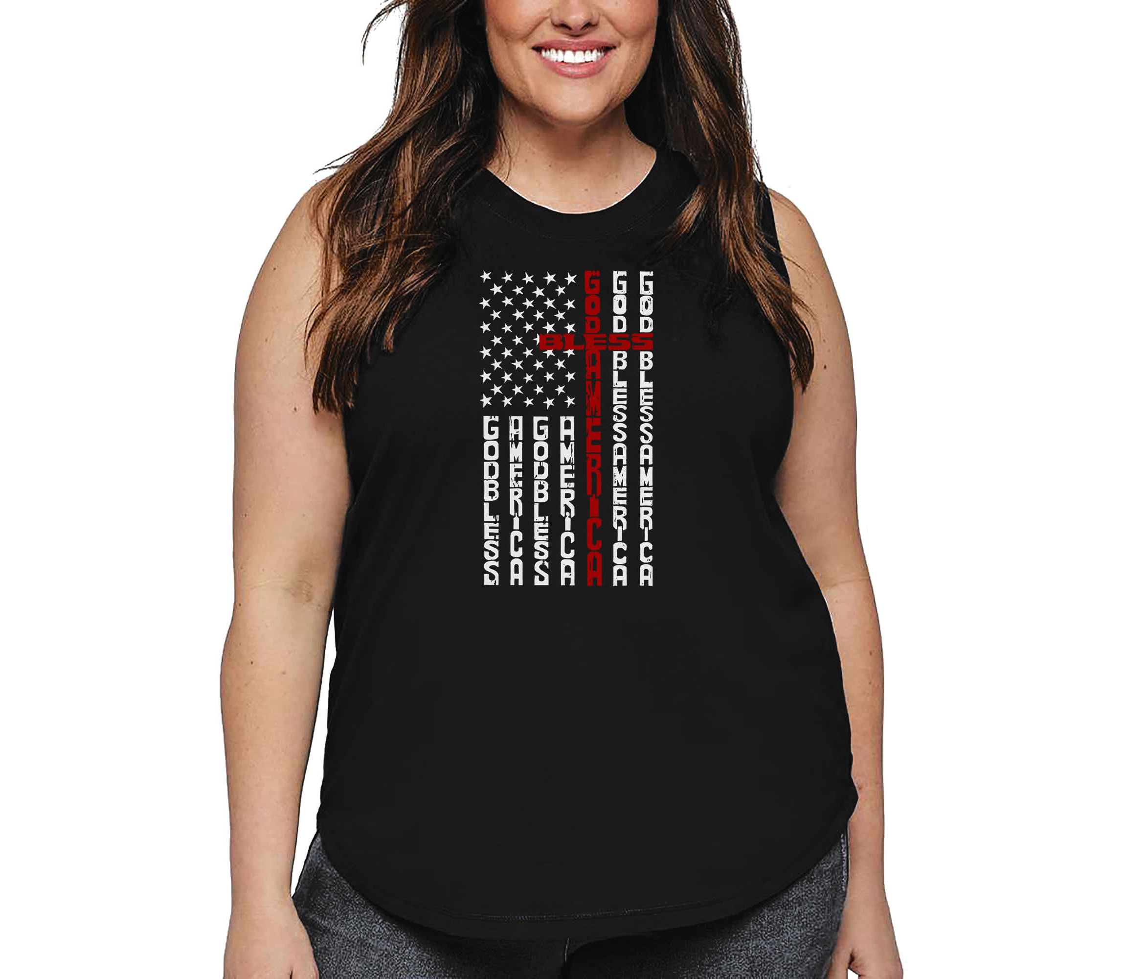 Cross Flag - Womens Plus Size Word Art Tank Top