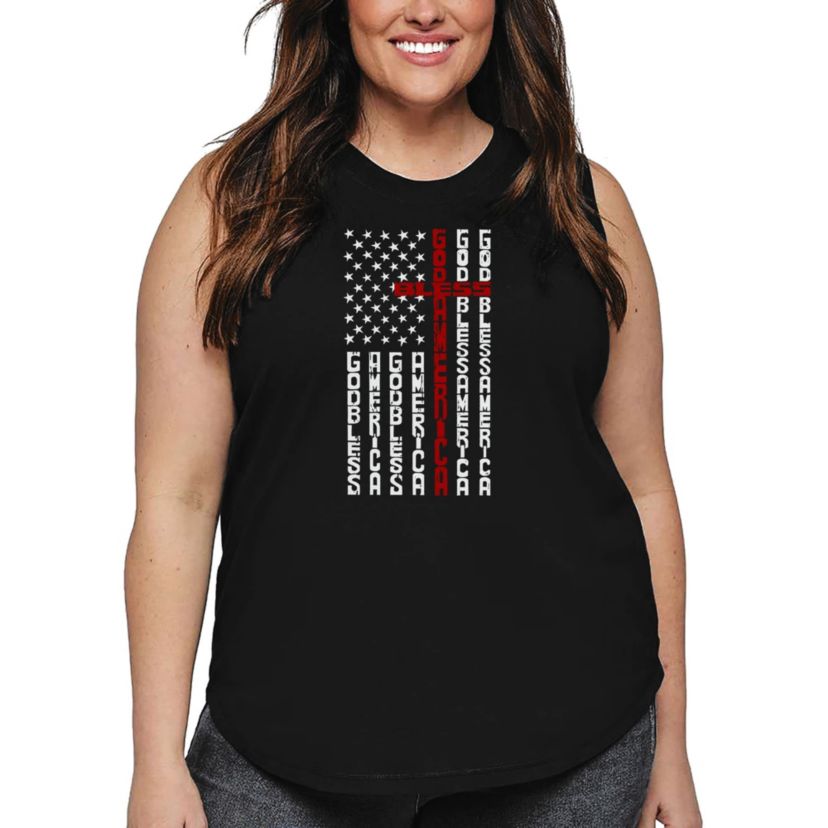 Cross Flag - Womens Plus Size Word Art Tank Top