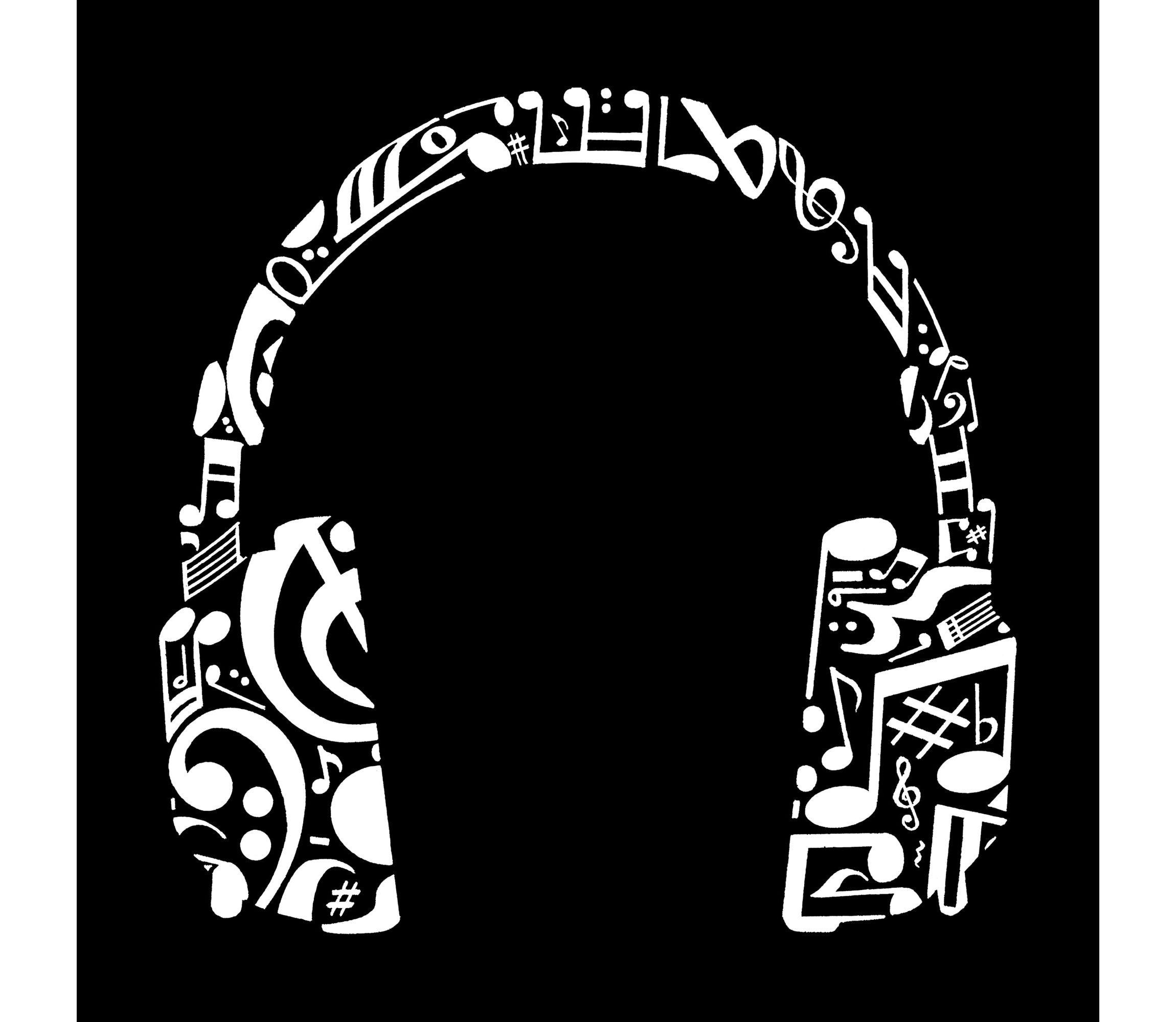 Womens Plus Size Word Art T-shirt - Music Note Headphones