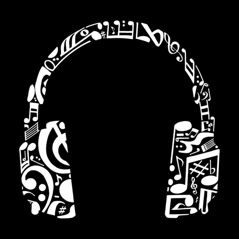 Womens Plus Size Word Art T-shirt - Music Note Headphones