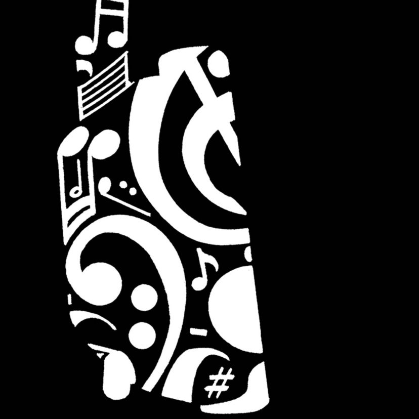 Womens Plus Size Word Art T-shirt - Music Note Headphones