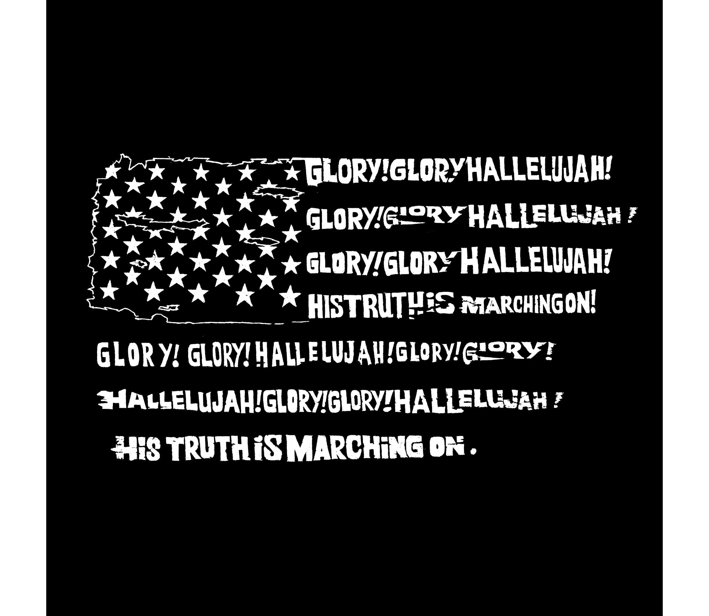 Womens Plus Size Word Art V-Neck - Glory Hallelujah Flag