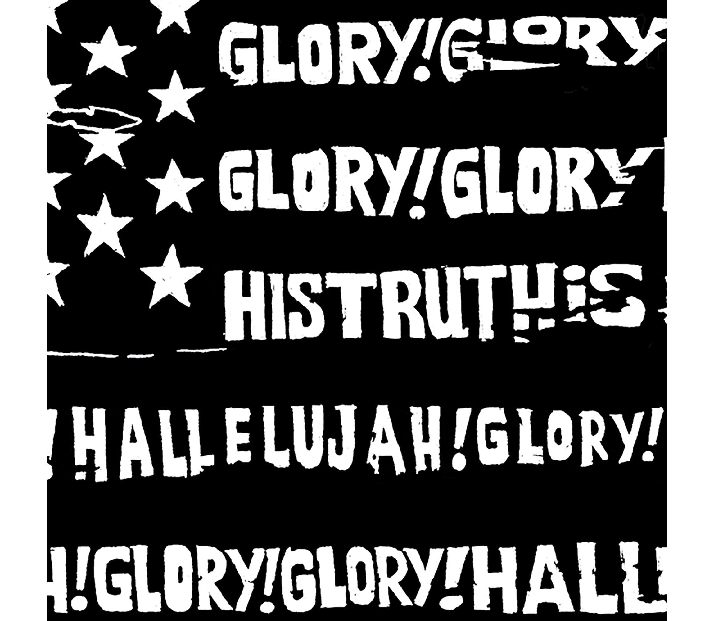 Womens Plus Size Word Art V-Neck - Glory Hallelujah Flag