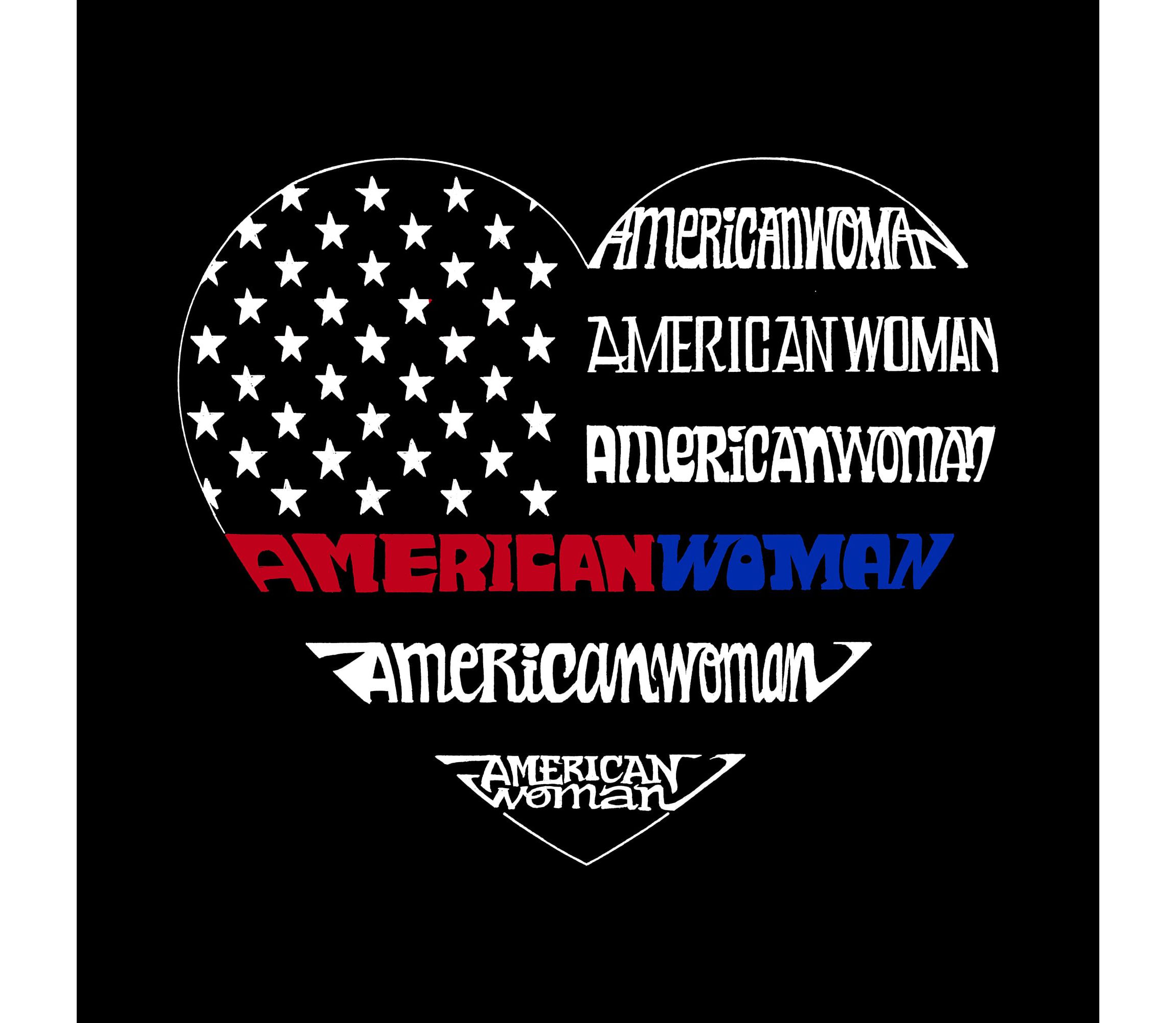 Womens Plus Size Word Art V-Neck - American Woman