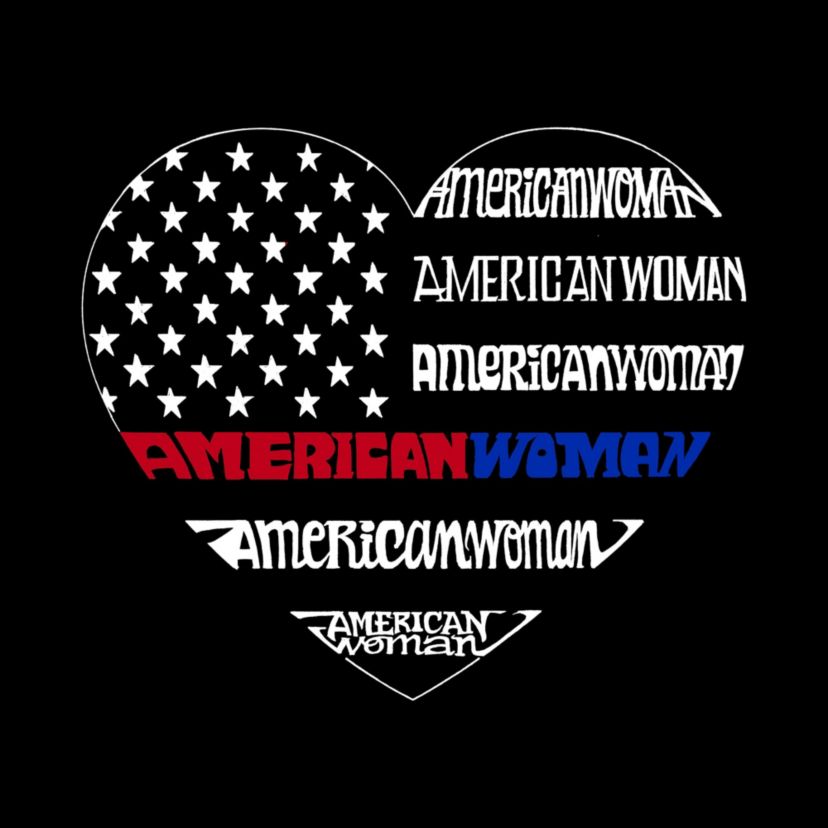 Womens Plus Size Word Art V-Neck - American Woman
