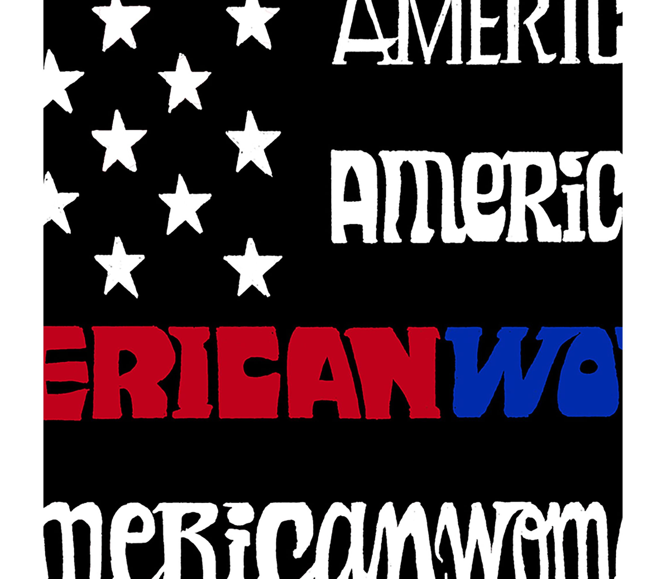 Womens Plus Size Word Art V-Neck - American Woman