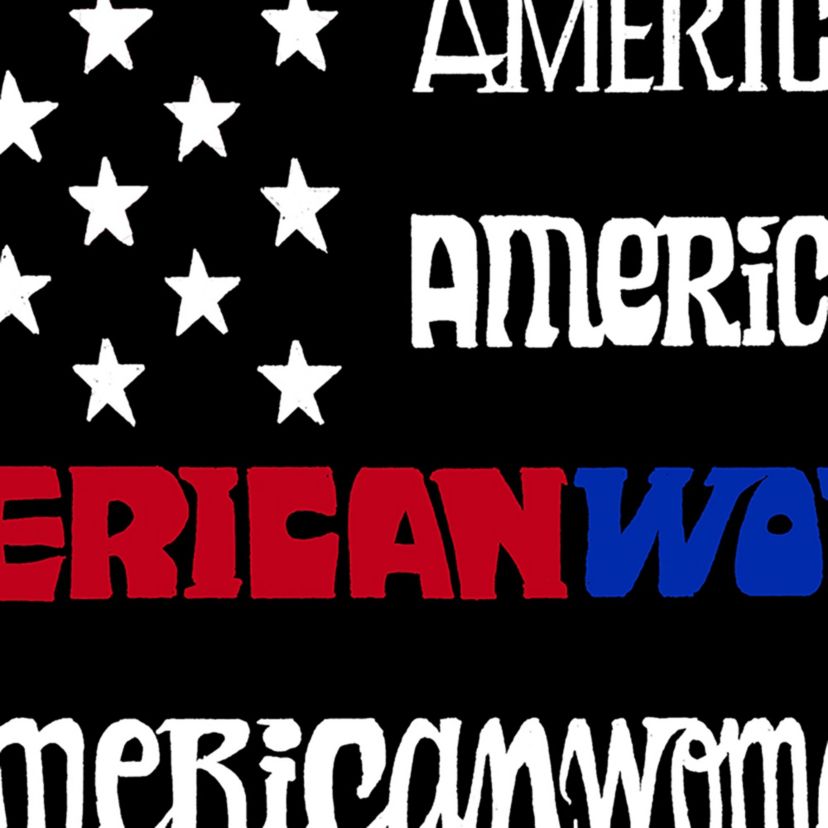 Womens Plus Size Word Art V-Neck - American Woman